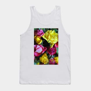 Yellow Pink And Red Rose's Summer Flowers Tank Top